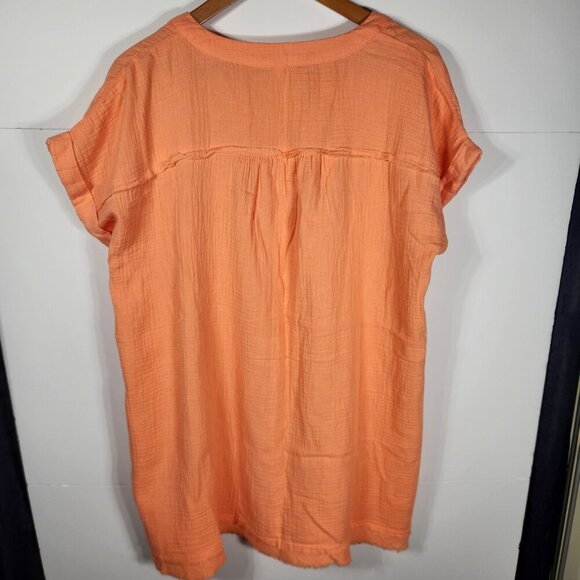 Zenana Orange Oversized Mini Dress Cuffed Sleeve size Medium NWOT - Picture 2 of 7